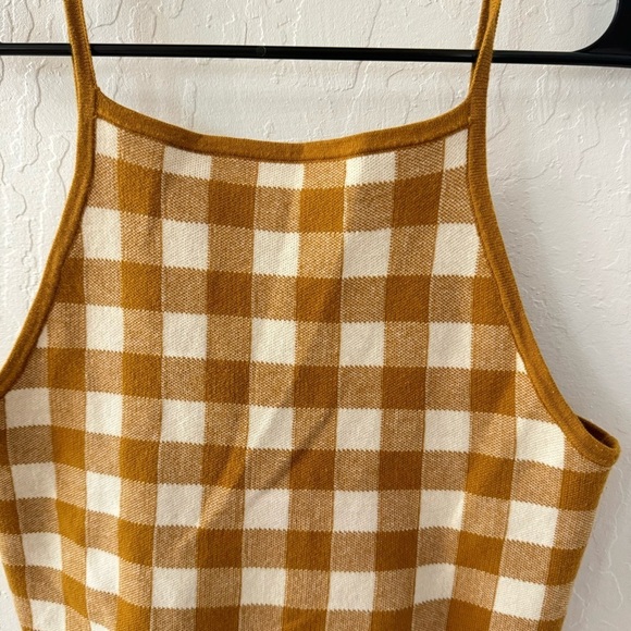 Madewell Hannah Gingham Apron Tank Rust Orange Gold Brown Sweater Material S - Picture 5 of 9
